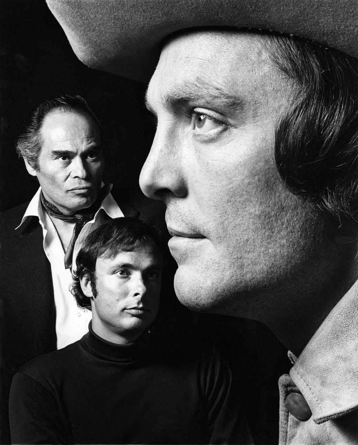 Jack Mitchell Black and White Photograph - Actor Stacey Keach, director Gene Frankel, and playwright Arthur Kopit 
