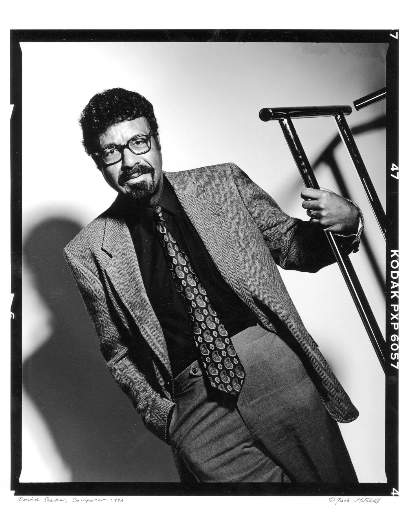 Jack Mitchell Black and White Photograph - African American jazz composer, conductor, and musician David Baker, signed 