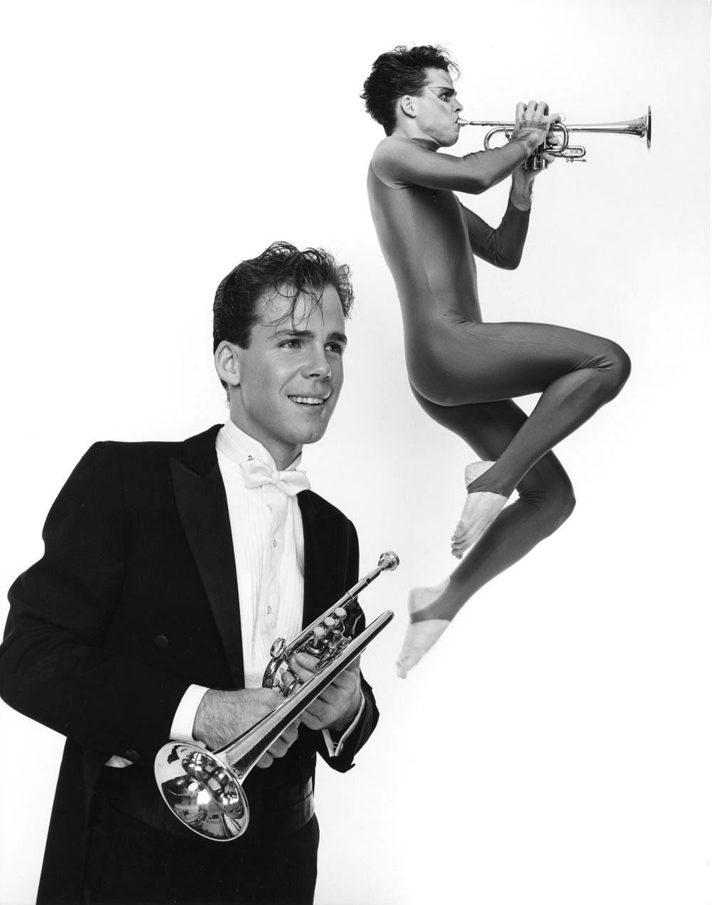 Jack Mitchell Portrait Photograph - American trumpet virtuoso, composer, & conductor Stephen Burns, double exposure