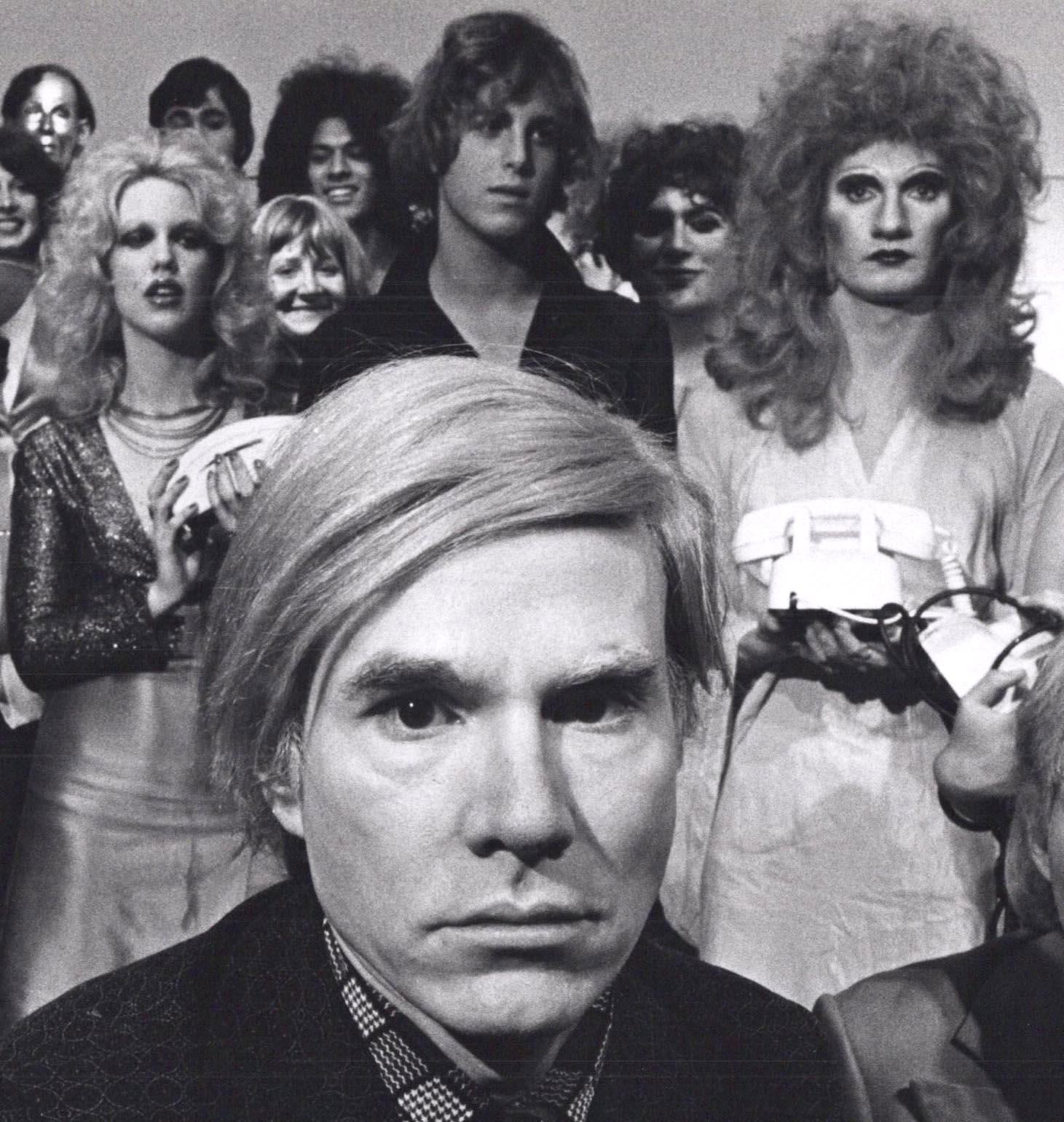 Andy Warhol and the cast of his play 