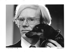 Retro Andy Warhol & his beloved dachshund Archie, signed by Jack Mitchell