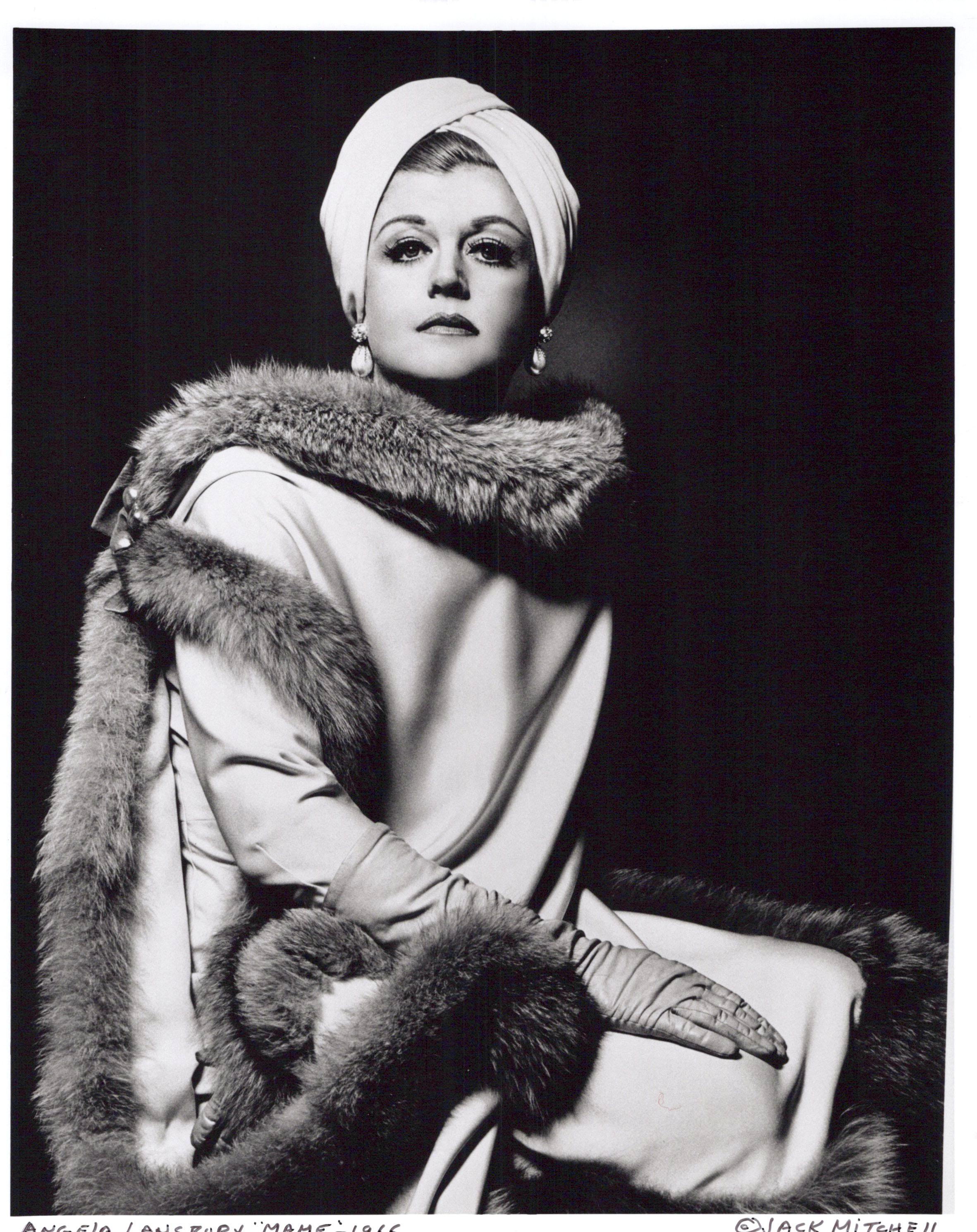 Jack Mitchell Black and White Photograph - Angela Lansbury in full costume for her starring role on Broadway as 'Mame'