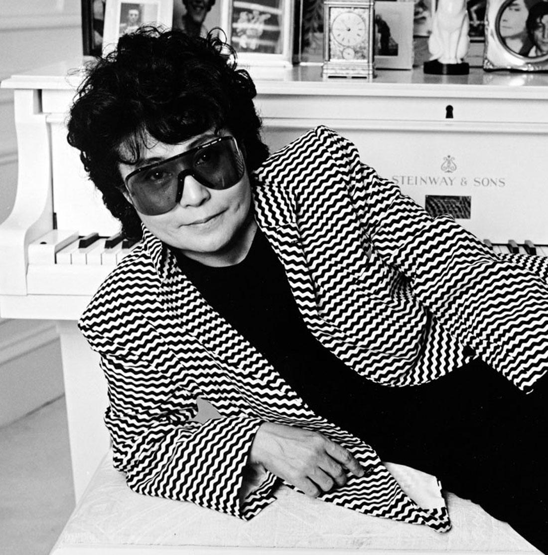 Artist and Musician Yoko Ono photographed at her Dakota apartment in NYC - Photograph by Jack Mitchell