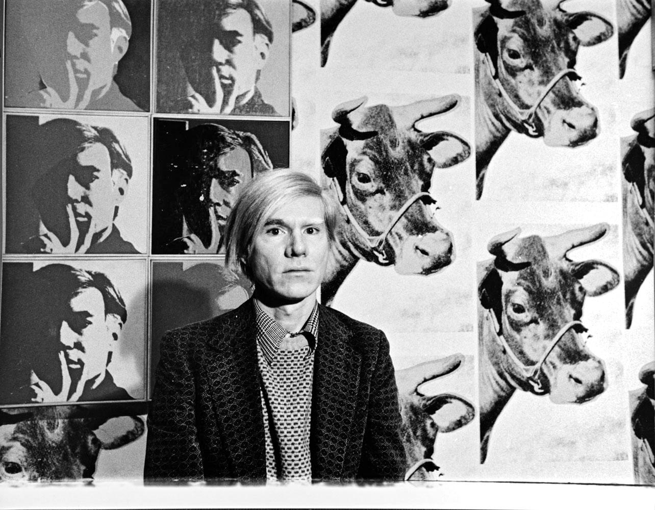  Artist Andy Warhol at his Whitney Museum Retrospective