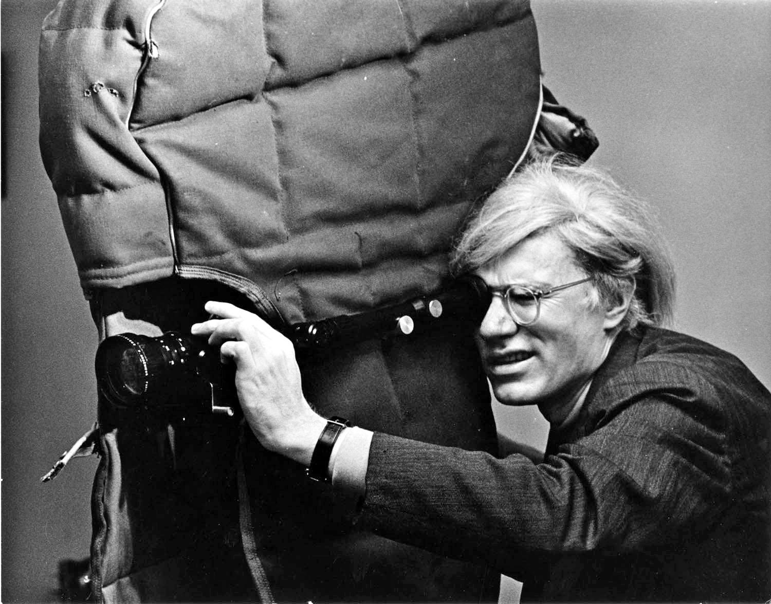 Jack Mitchell Black and White Photograph -  Artist Andy Warhol filming "Women in Revolt"