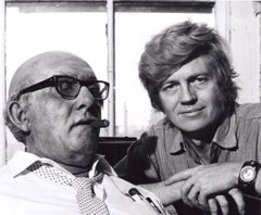 Artist Duane Hanson with one of his sculptures