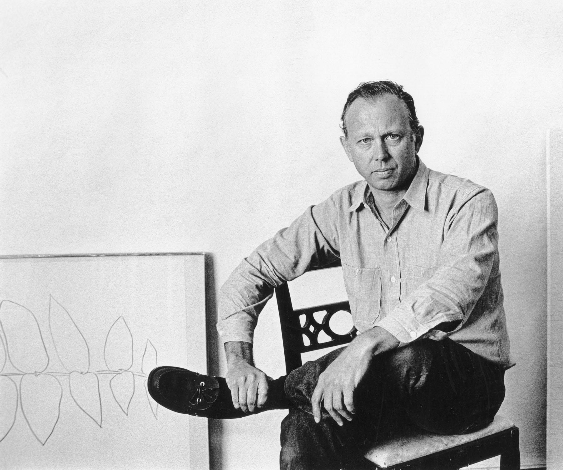 Jack Mitchell Black and White Photograph - Artist Ellsworth Kelly photographed at his Des Artistes apartment studio