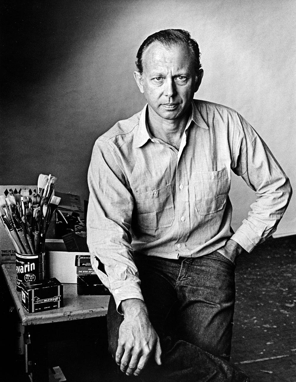 Jack Mitchell Black and White Photograph - Artist Ellsworth Kelly photographed at his New York studio