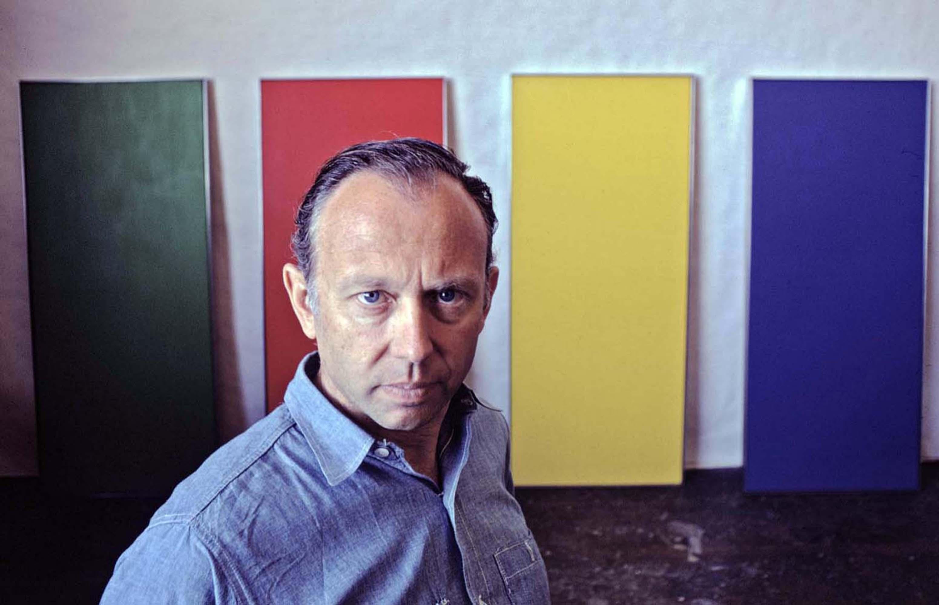 Jack Mitchell Color Photograph - Artist Ellsworth Kelly photographed in his studio with his latest work