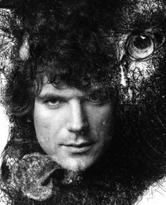 Artist Ivan Valtchev, multiple exposure with his painting 'A Bull', signed