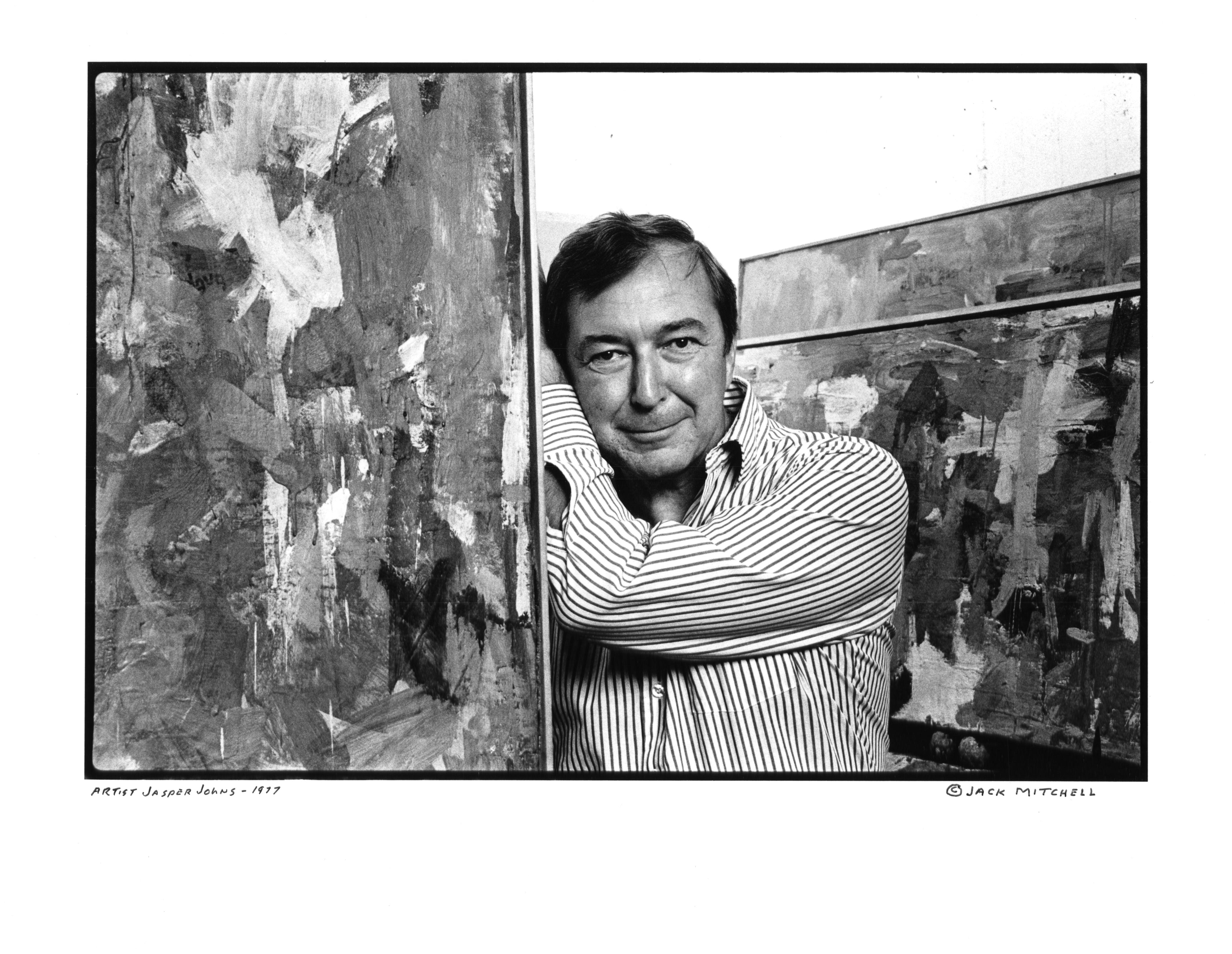 Jasper Johns in his New York studio in a 1977 portrait by Jack Mitchell