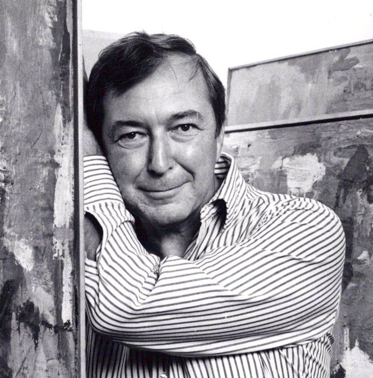 Jack Mitchell Artist Jasper Johns photographed with his work at the Whitney in New York City