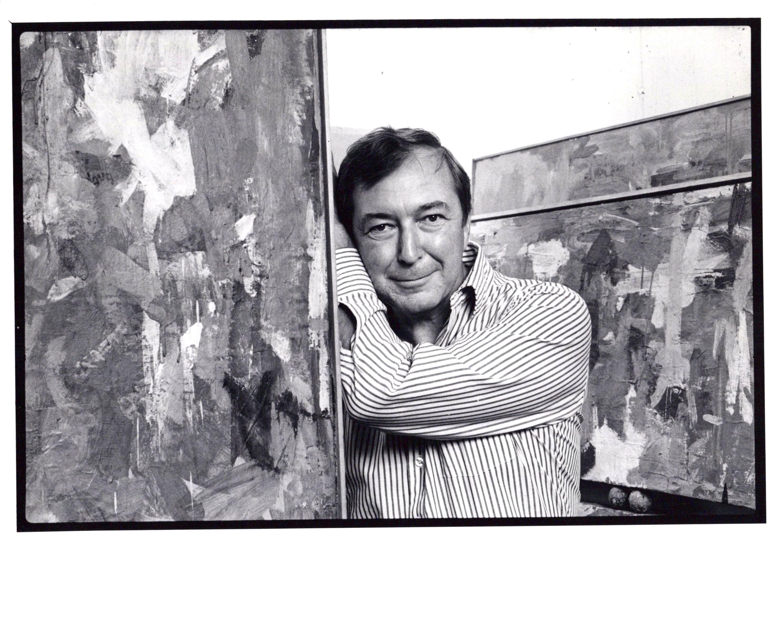 Jack Mitchell Portrait Photograph - Artist Jasper Johns photographed with his work at the Whitney in New York City