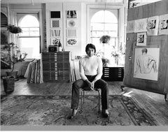 Artist Lowell Nesbitt in his Manhattan home & studio with his work