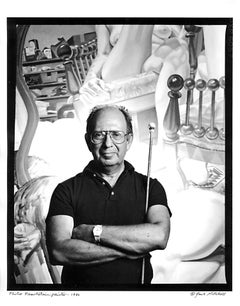  Artist Philip Pearlstein in his studio with his work, signed by Jack Mitchell