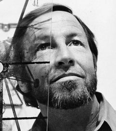 Artist Robert Rauschenberg in his studio, signed by Jack Mitchell