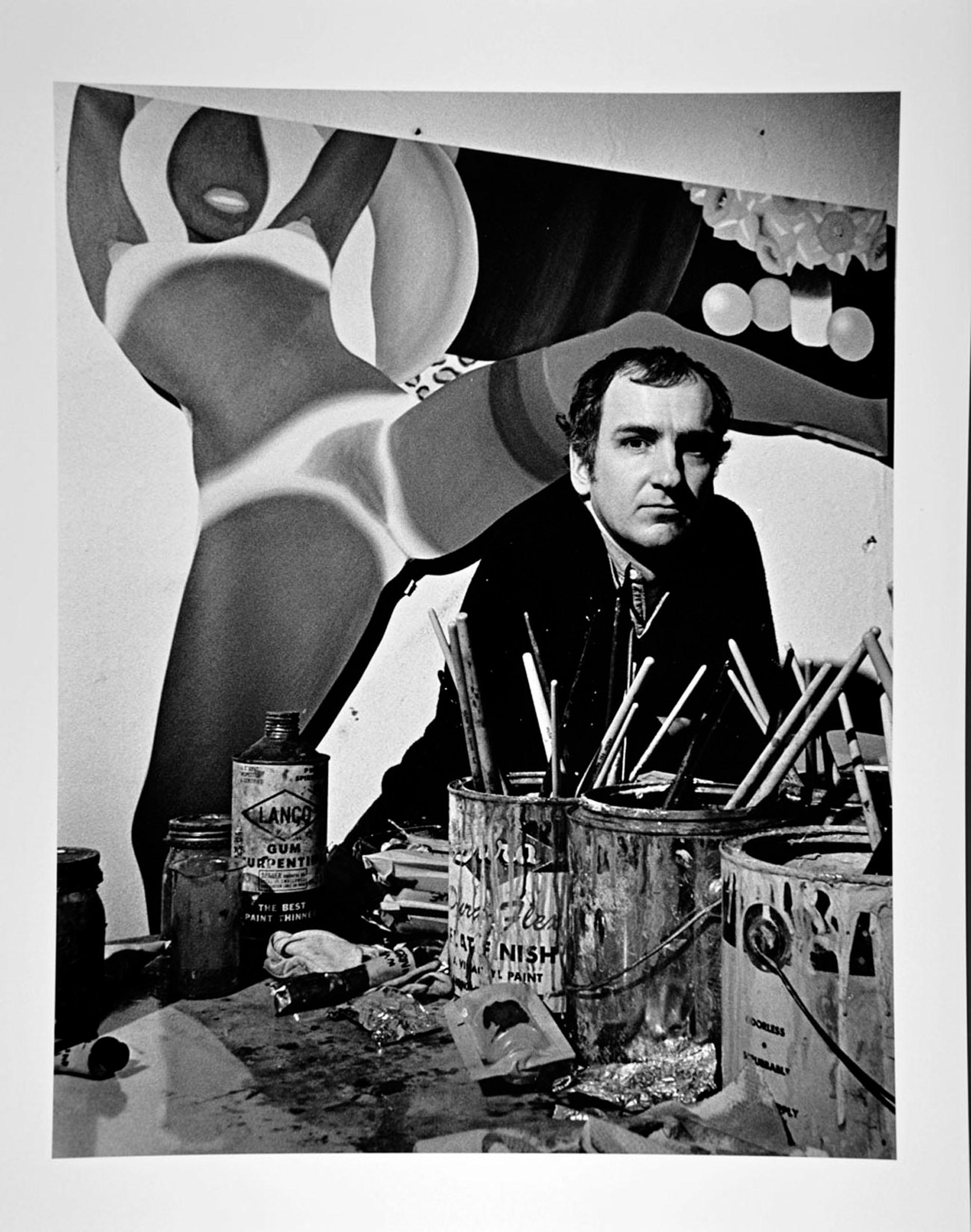 Jack Mitchell Black and White Photograph -  Artist Tom Wesselmann in his New York City studio