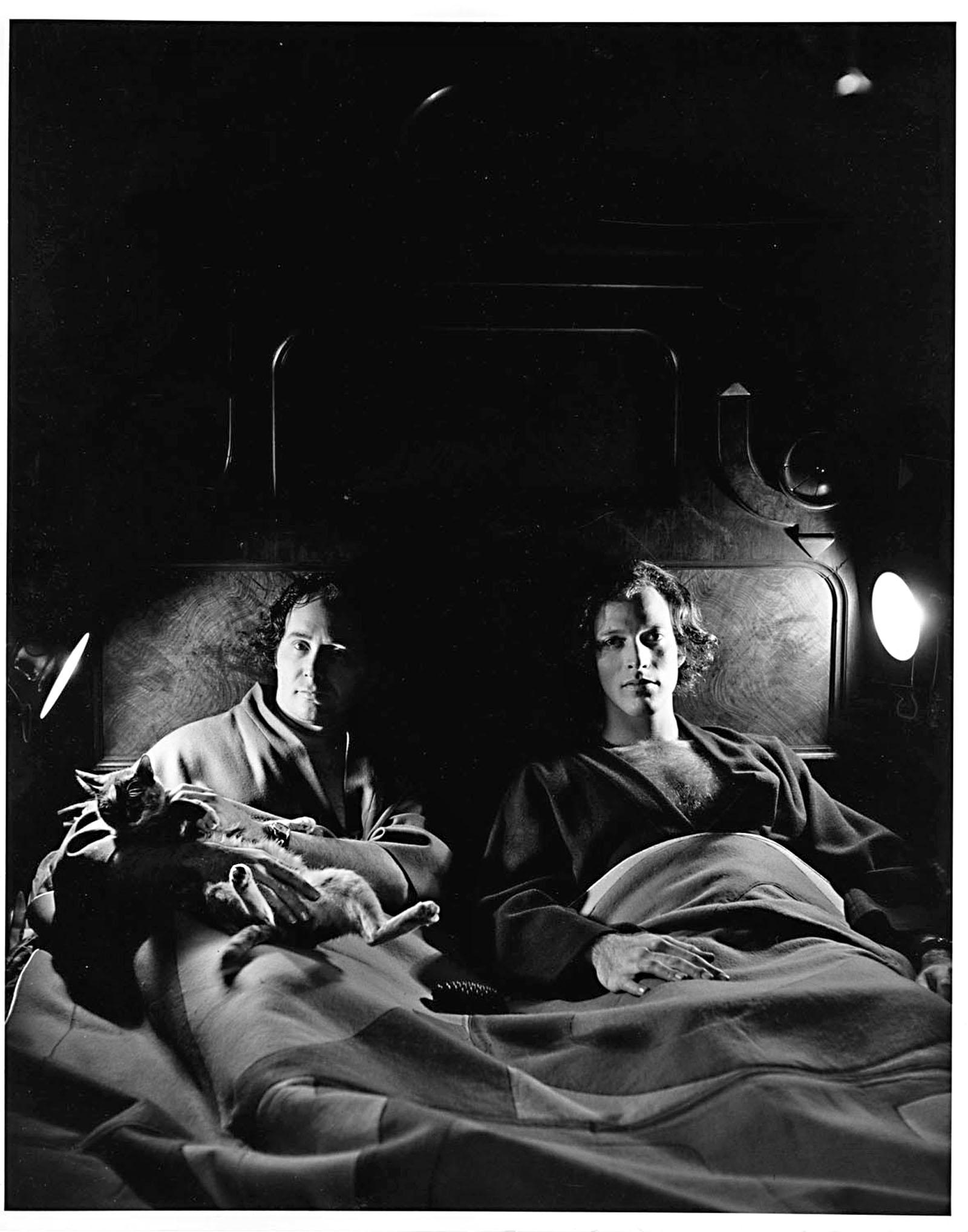 Jack Mitchell Black and White Photograph - Artists (and partners) Robert Indiana and William Katz in bed 