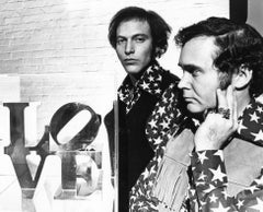 Artists John Willenbecker, Robert Indiana, & William Katz with 'LOVE' sculpture