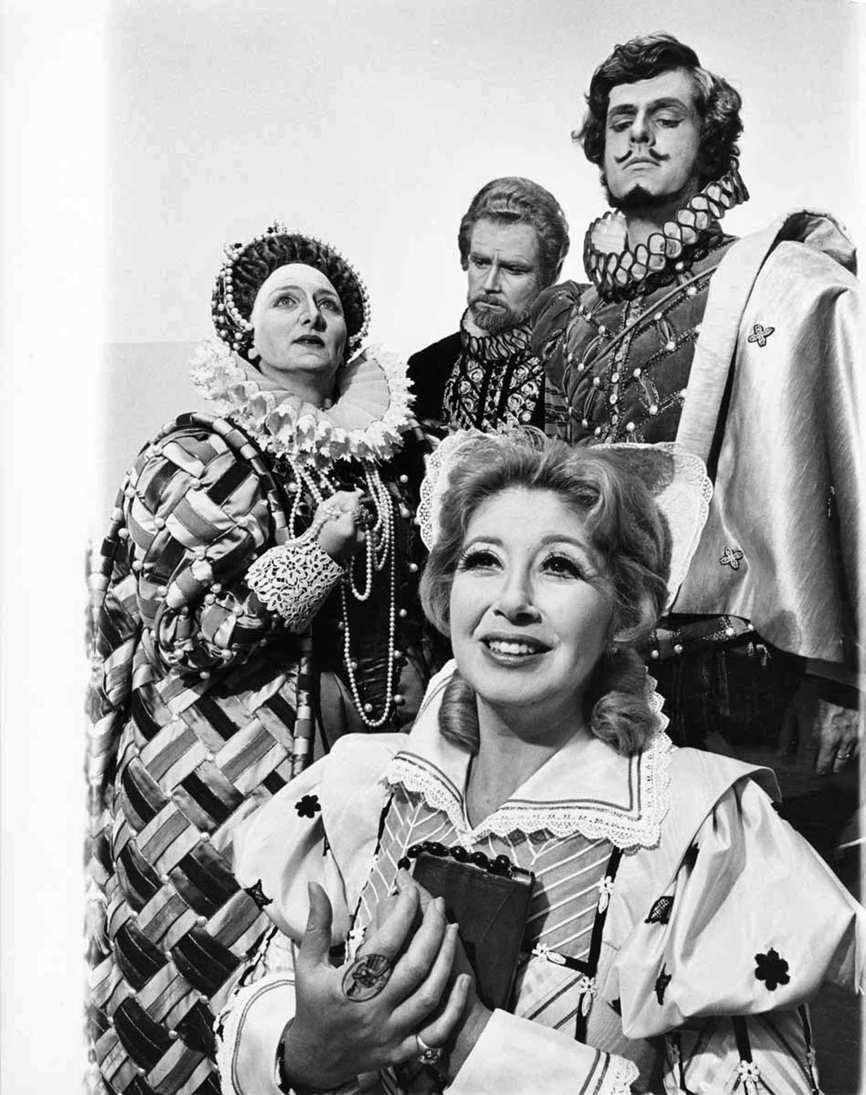 Jack Mitchell Black and White Photograph - Beverly Sills and the cast of  New York City  Opera 'Maria Stuarda'