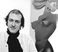British Pop Artist Allen Jones with his work, signed by Jack Mitchell