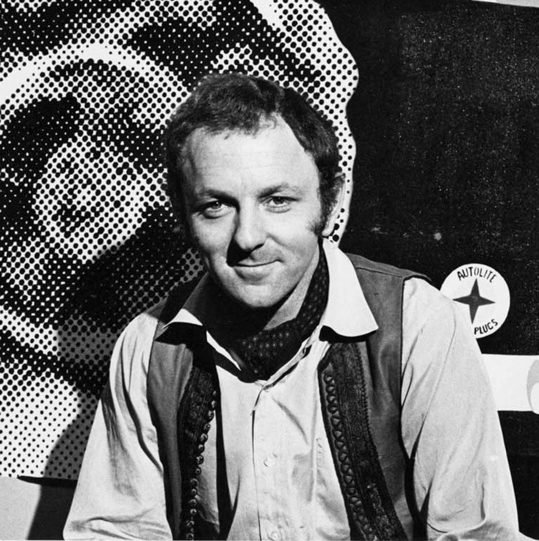 British Pop Artist Gerald Laing in his Manhattan studio with recent work - Photograph by Jack Mitchell