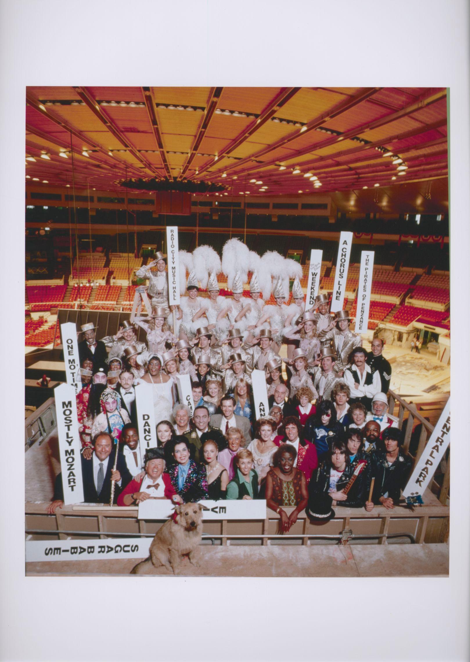 Jack Mitchell Color Photograph - Broadway show stars in an unusual group portrait in Madison Square Garden