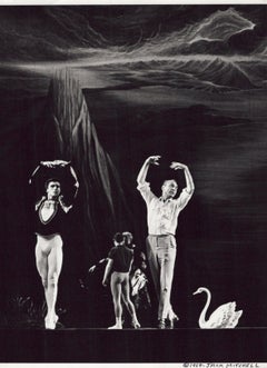 Choreographer George Balanchine rehearsing Edward Villella and Patricia McBride