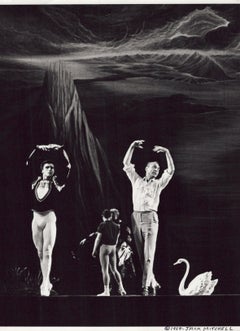 Choreographer George Balanchine rehearsing Edward Villella and Patricia McBride 