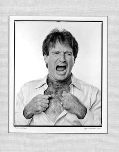 Comedian Robin Williams crying like his baby son Zachary signed exhibition print