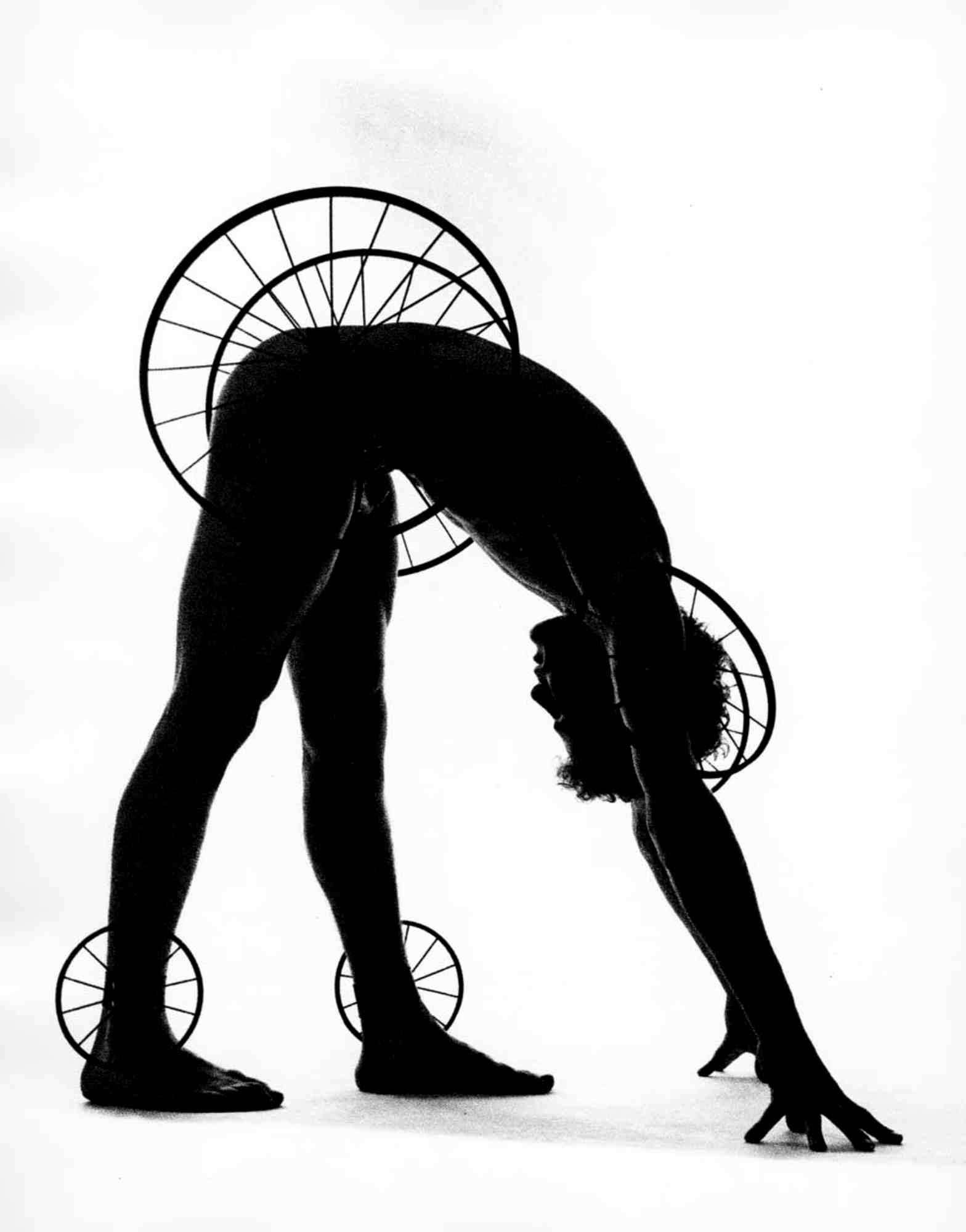 Jack Mitchell Black and White Photograph - Dancer Choreographer Louis Falco 'Timewright' costume by Robert Indiana, Signed