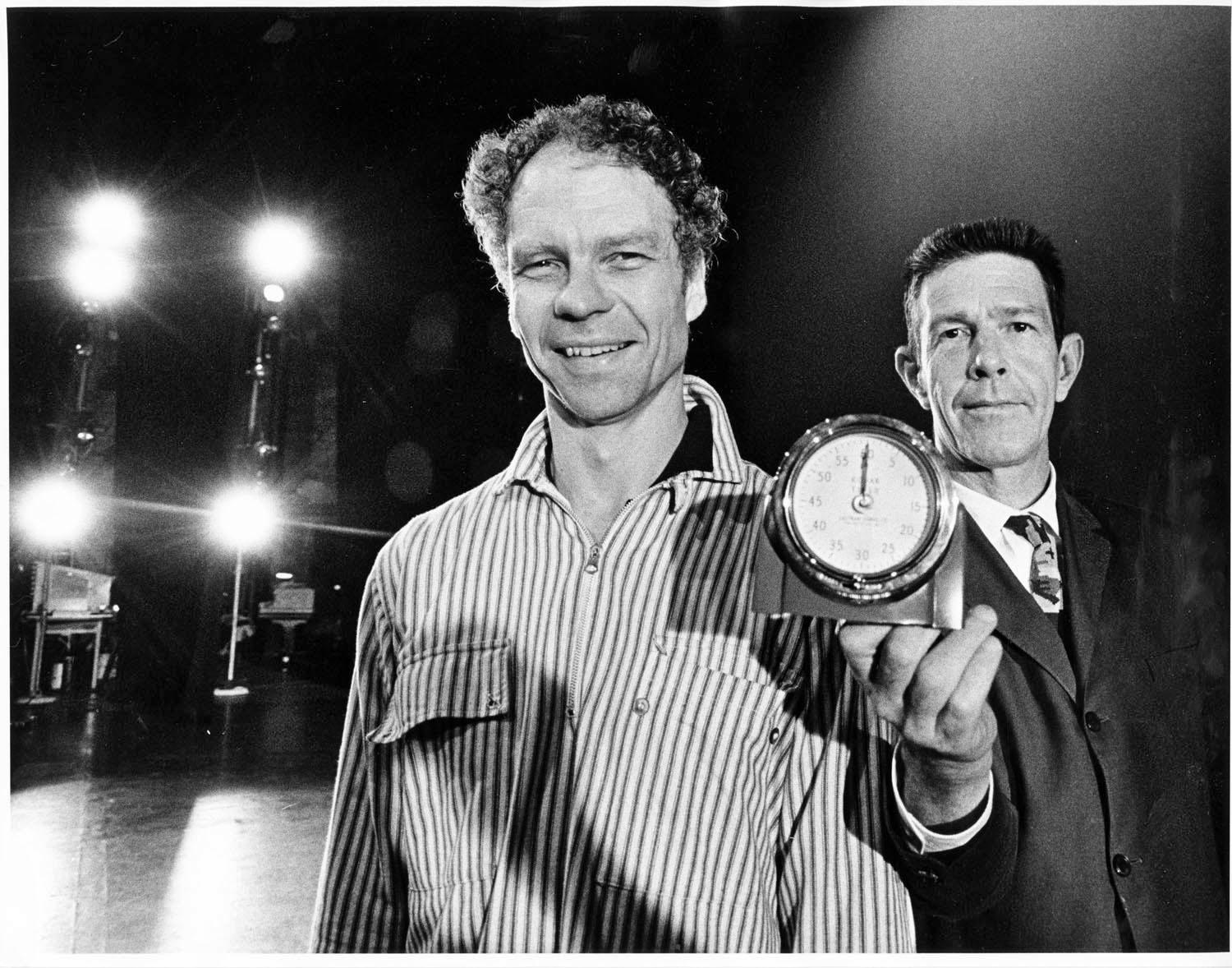 Jack Mitchell Black and White Photograph - Dancer/Choreographer Merce Cunningham, and composer John Cage 