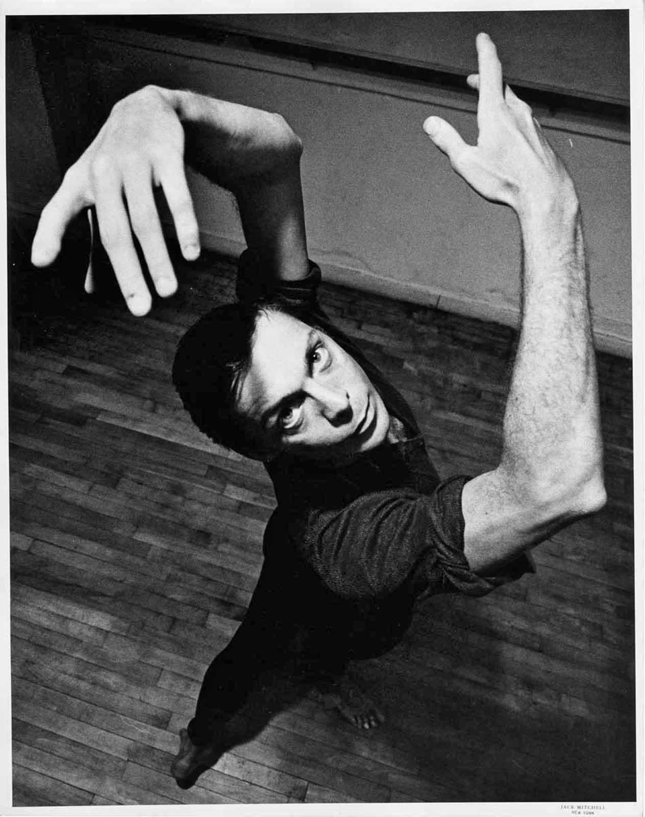 Jack Mitchell Black and White Photograph -  Dancer/Choreographer Paul Taylor Rehearsing