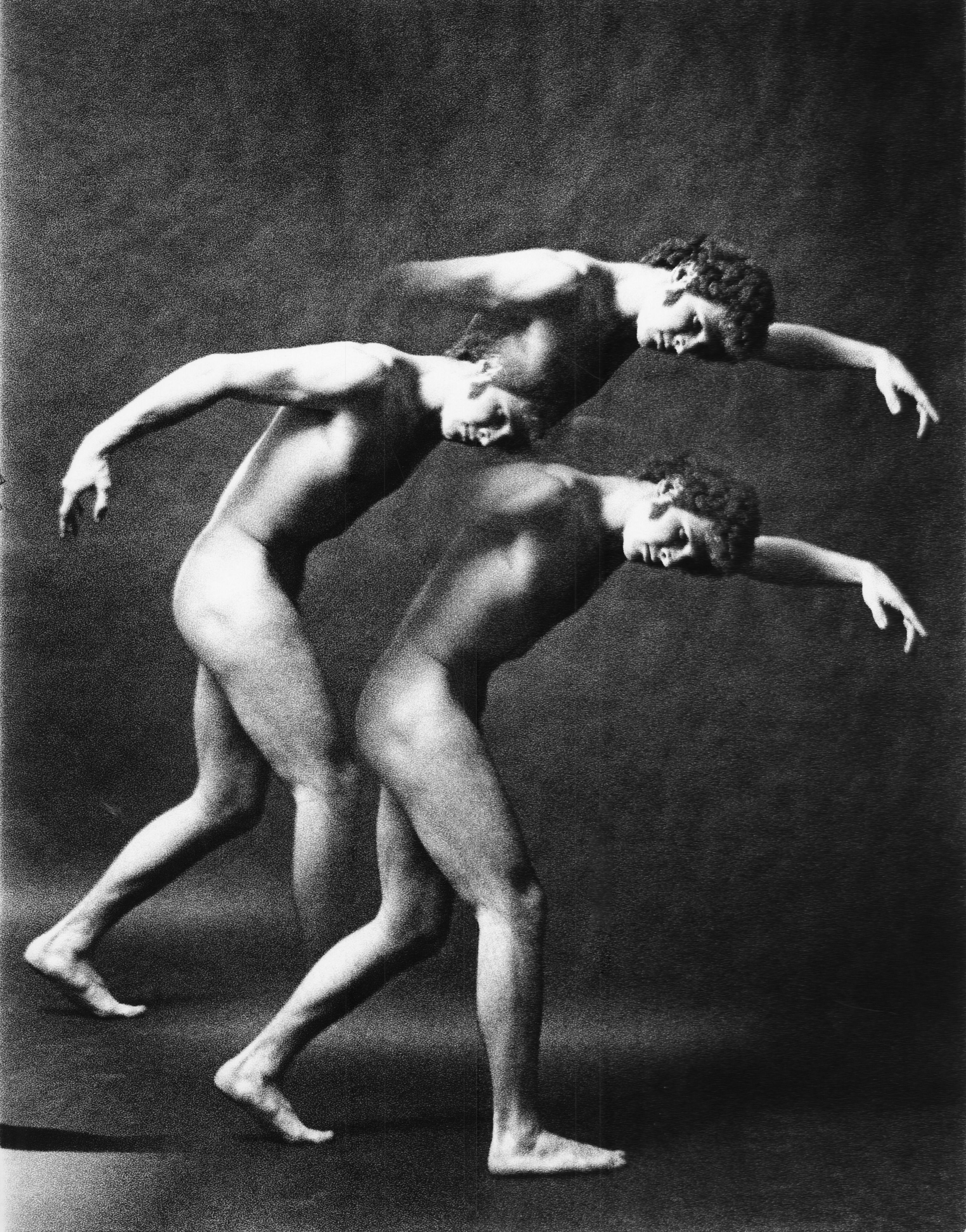 Jack Mitchell Black and White Photograph - Dancer Leland Schwantes multiple exposure nude for After Dark  magazine