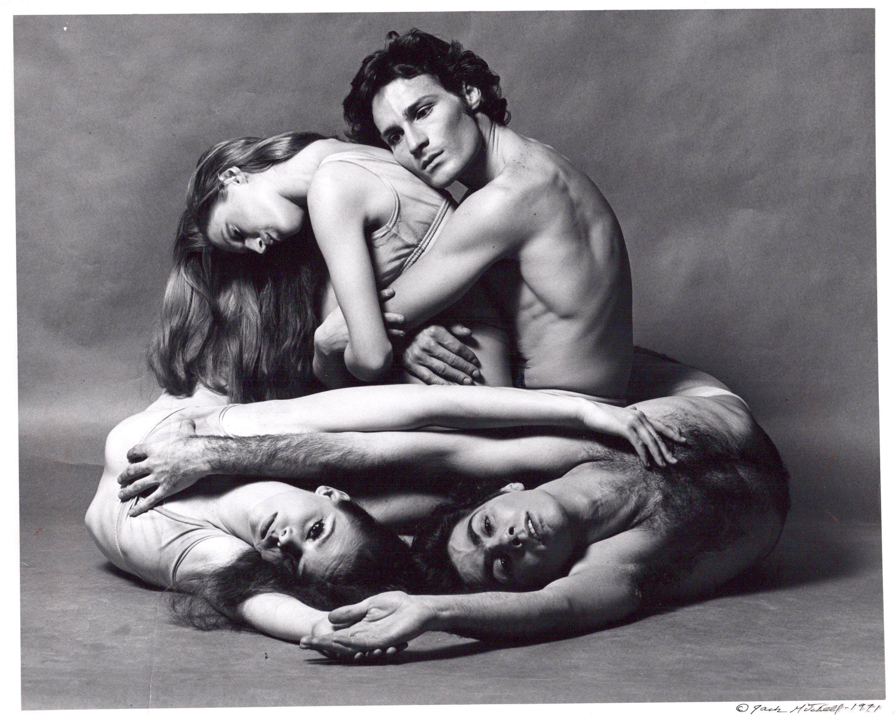 Jack Mitchell Black and White Photograph - Dancers Lar Lubovitch, Jeanne Solan, Sally Trammell & Ernest Pagnano performing 