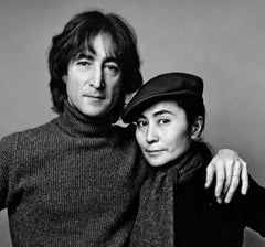 John Lennon and Yoko Ono photographed November 2, 1980. Signed by Jack Mitchell