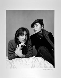 Vintage John Lennon and Yoko Ono photographed November 2, 1980. Signed by Jack Mitchell