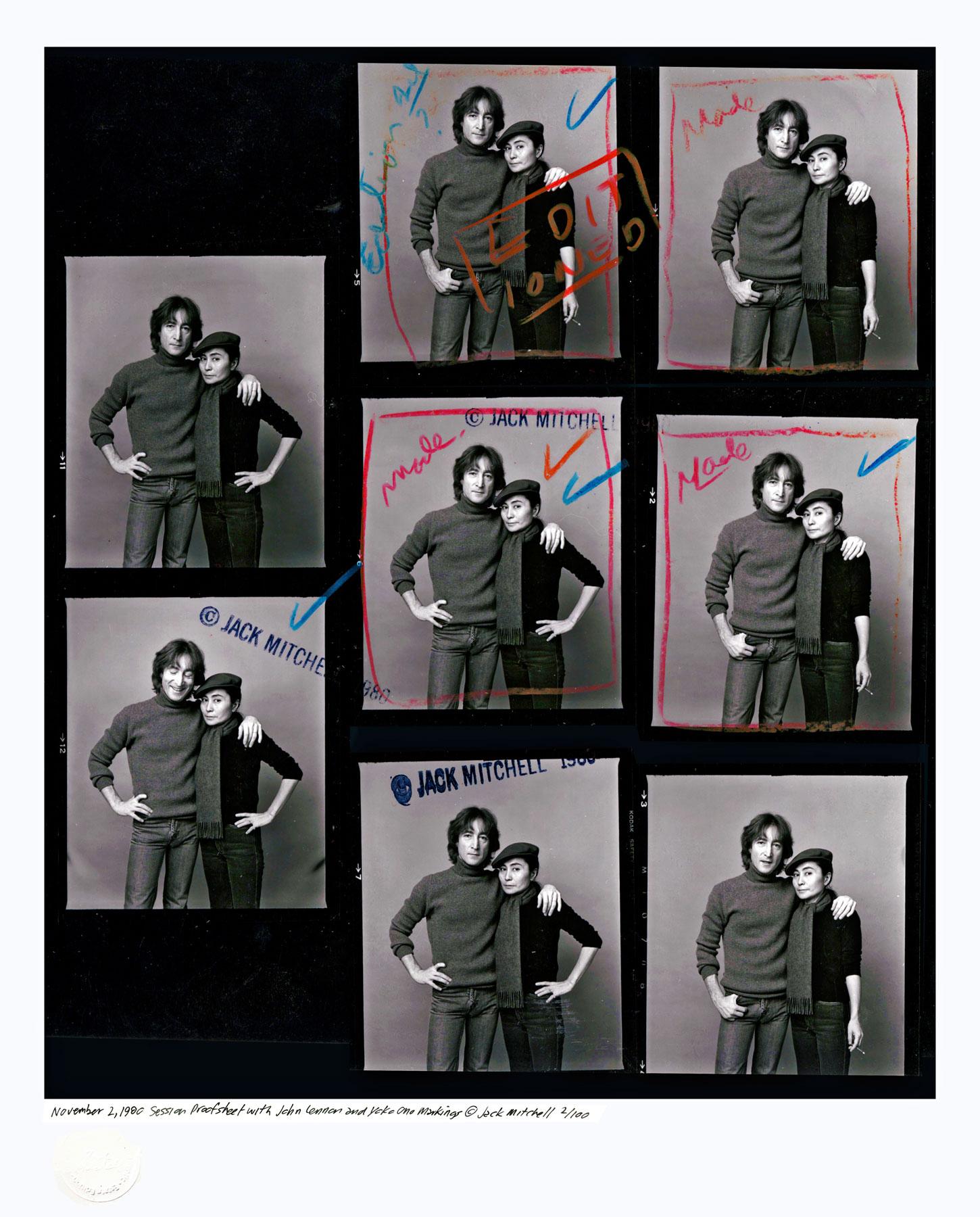 Jack Mitchell Black and White Photograph - John & Yoko Proof Sheet