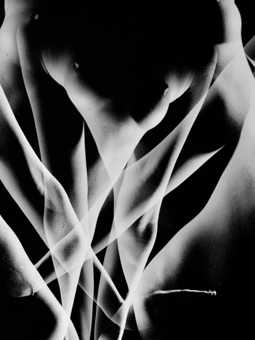 Large format vintage multiple exposure female nude, signed by Jack Mitchell For Sale 1