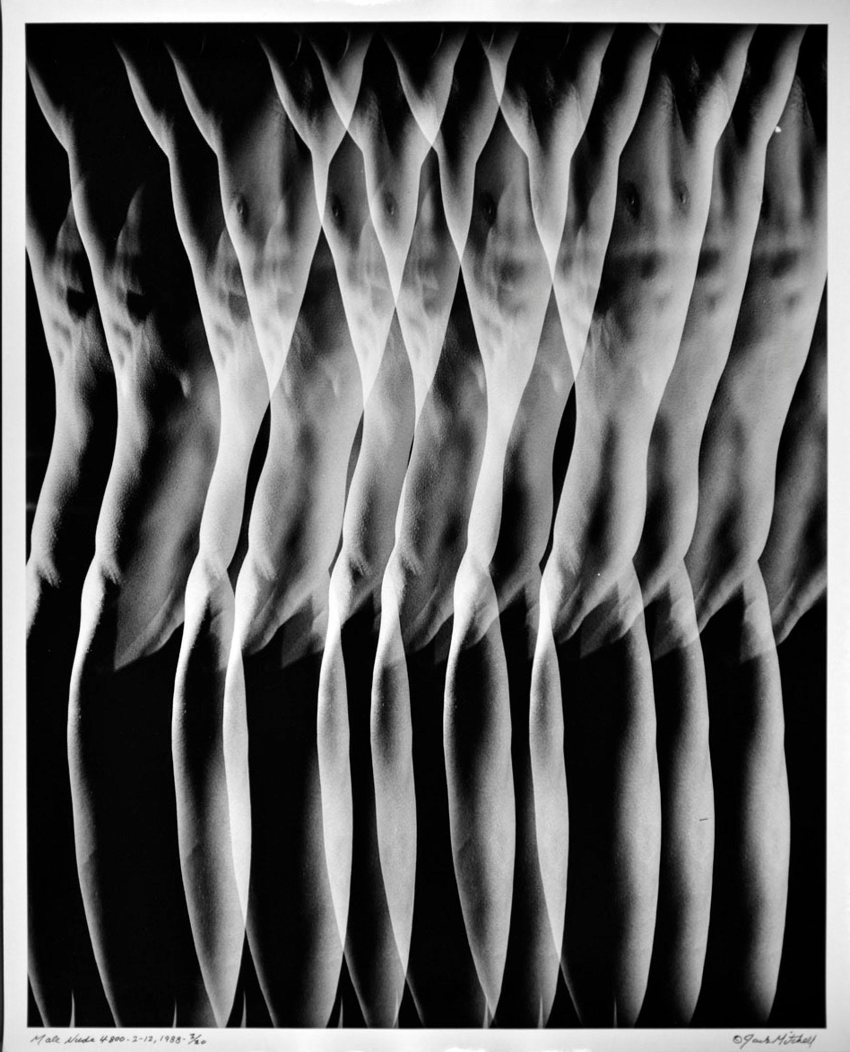 16 x 20" vintage silver gelatin photograph, multiple exposure male nude. Titled, numbered, dated, and signed by Jack Mitchell on the recto. Comes directly from the Jack Mitchell Archives with a certificate of authenticity.

Jack Mitchell's artist’s