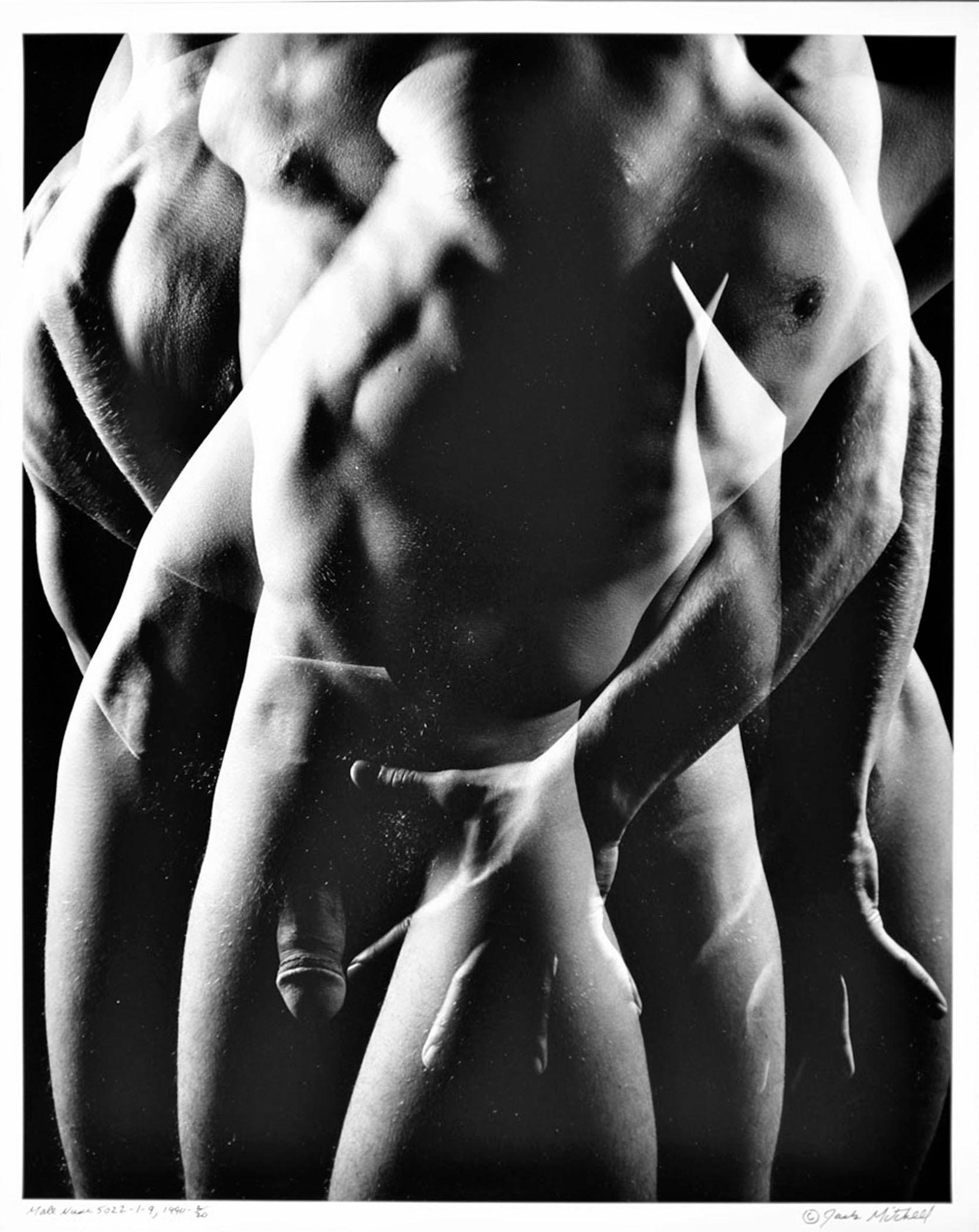 Large format vintage multiple exposure male nude, signed by Jack Mitchell