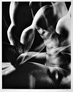 Large format vintage multiple exposure male nude, signed by Jack Mitchell 