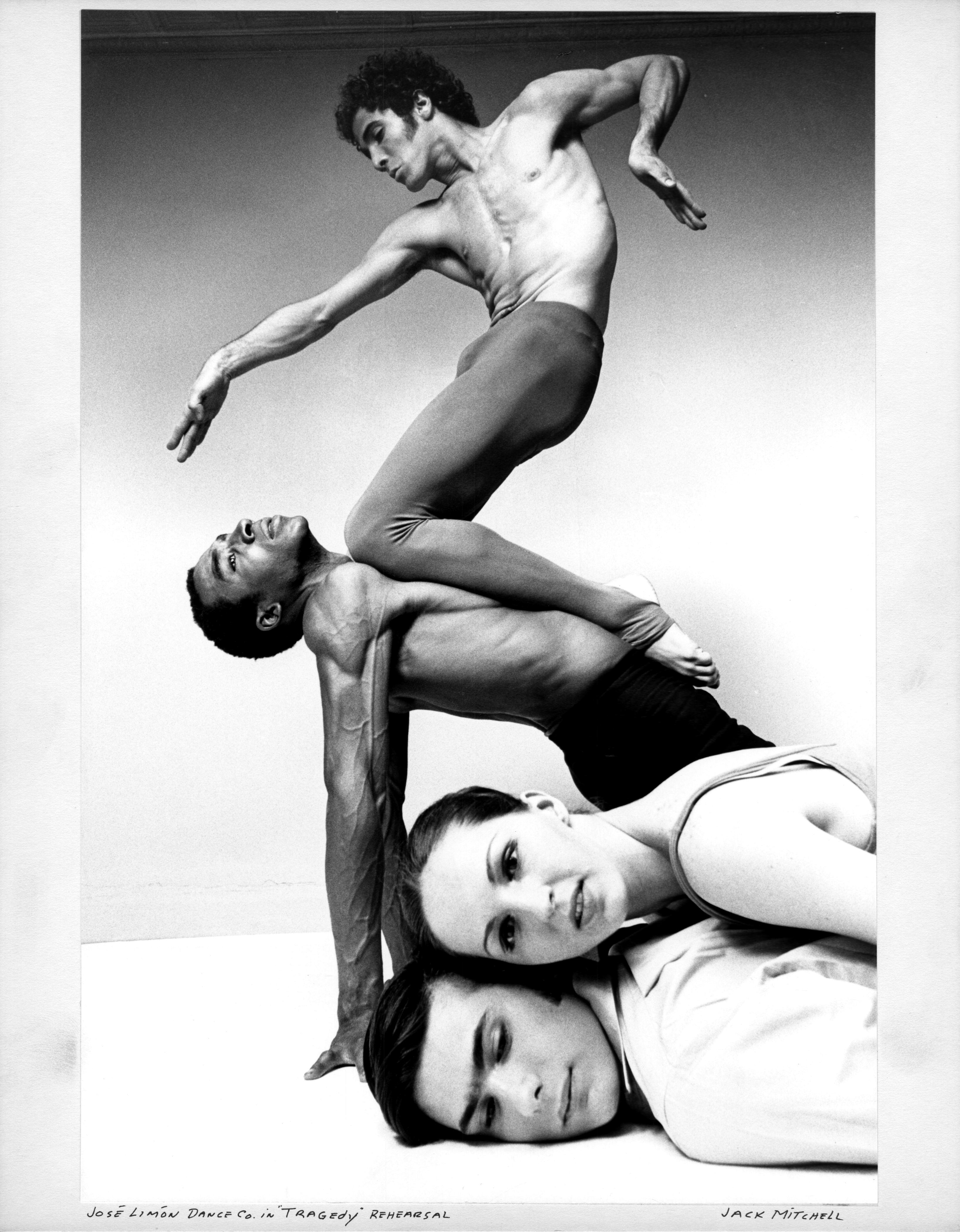 Jack Mitchell Black and White Photograph - Louis Falco & Jose Limon Dancers performing 'Tragedy'