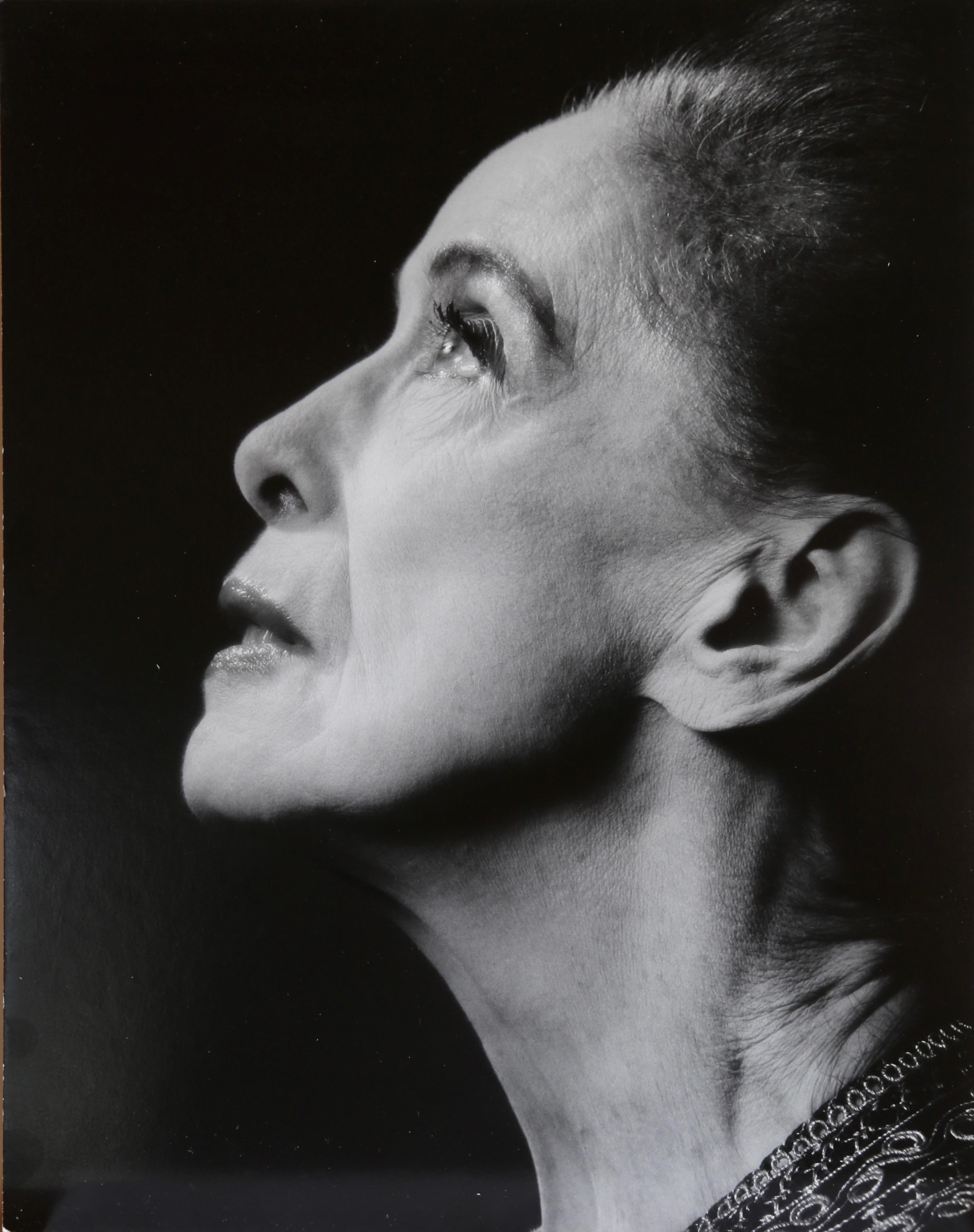 Jack Mitchell signed vintage mid-20th Century portrait of modern dance legend Martha Graham. Photo taken in 1973. Highly collectible original vintage silver gelatin print of one of the greatest figures in 20th Century Dance and Art. Stamped on the