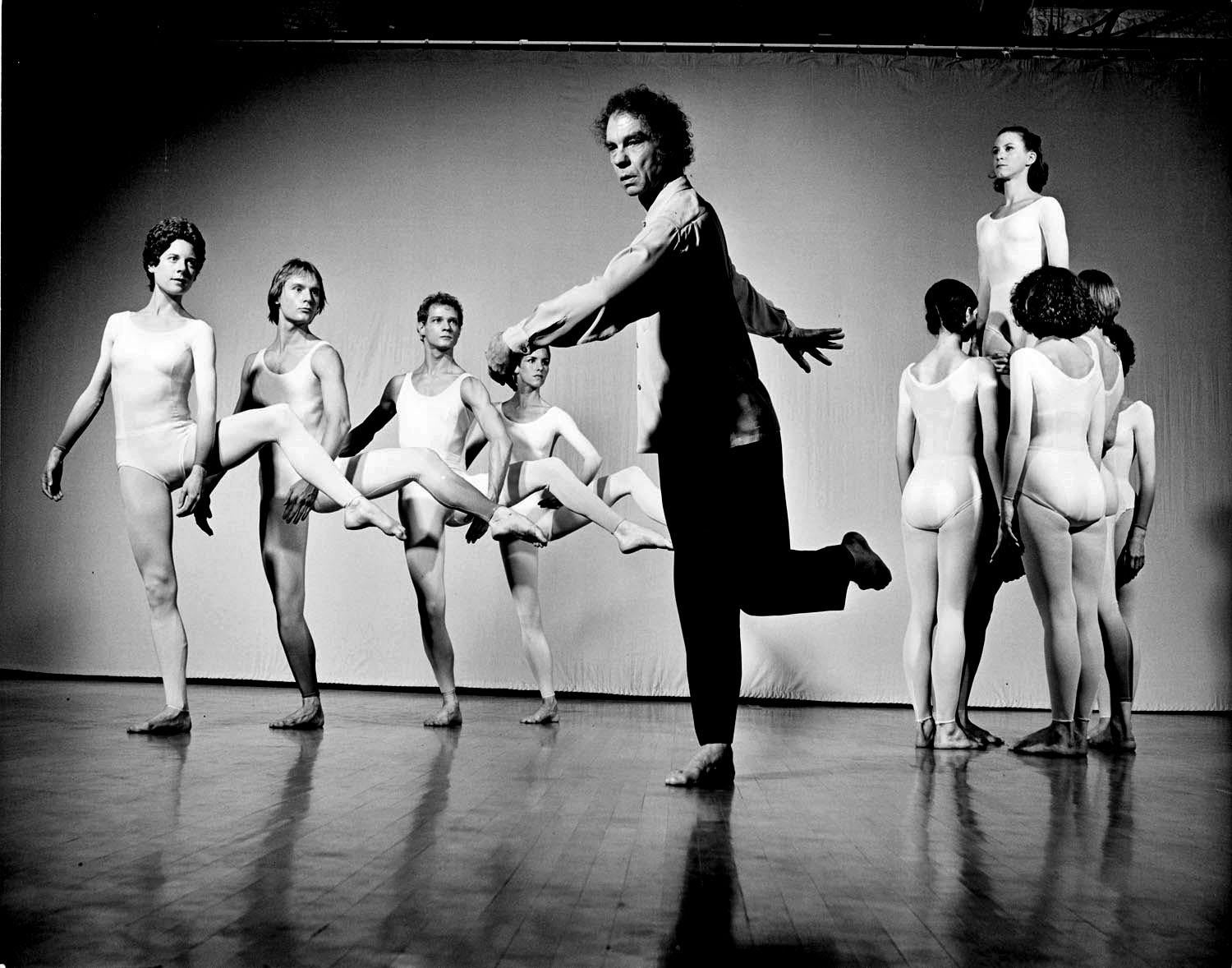 Jack Mitchell Black and White Photograph - Merce Cunningham Performing with his Dance Company