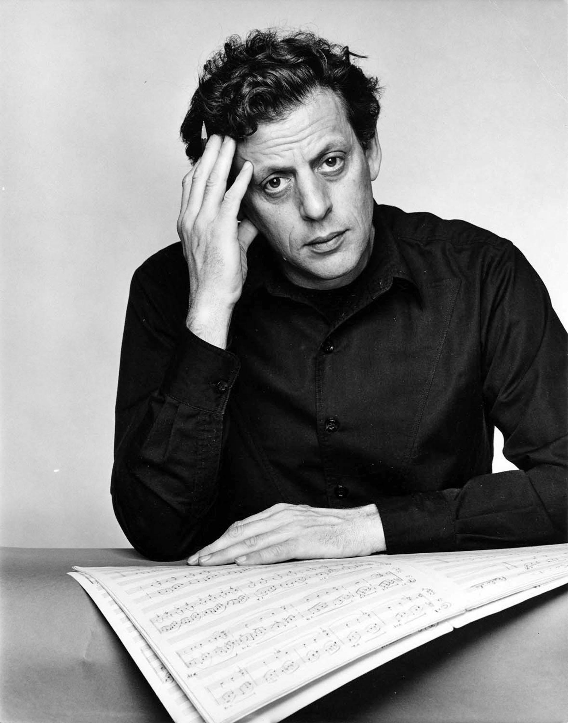 Musician/Composer Philip Glass iconic studio portrait, signed by Jack Mitchell