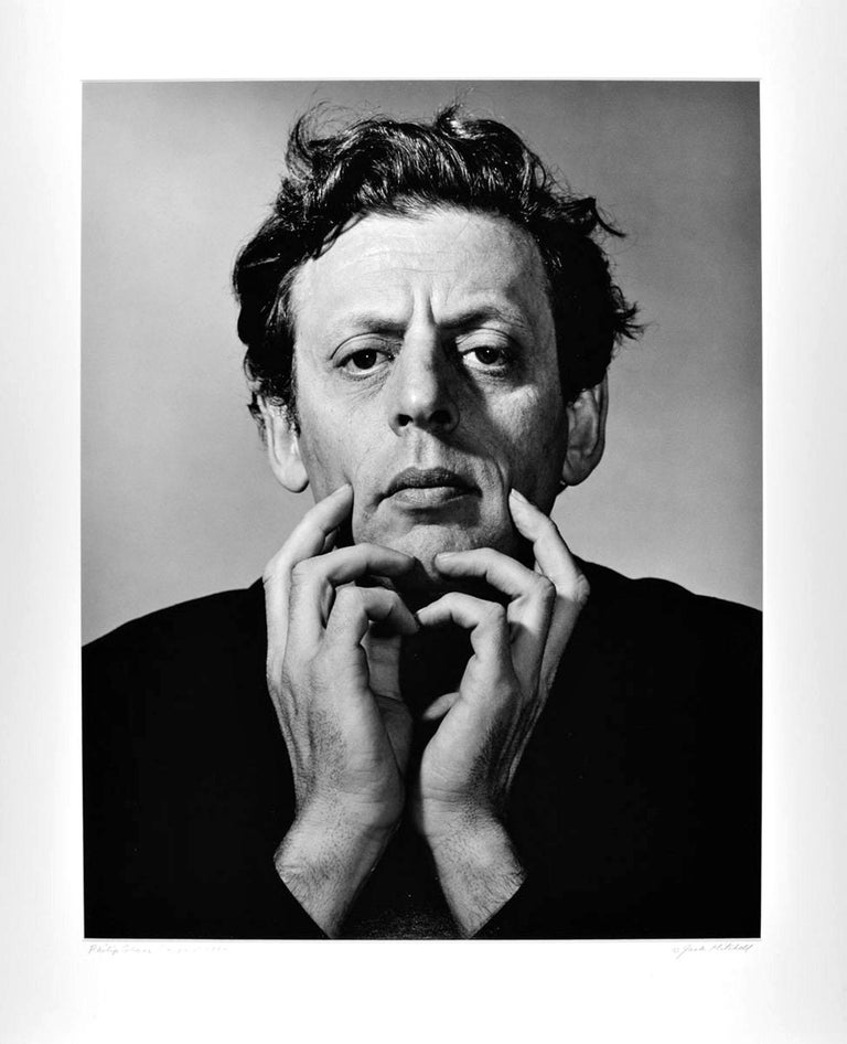 Jack Mitchell Black and White Photograph - Musician/Composer Philip Glass iconic studio portrait, signed exhibition print