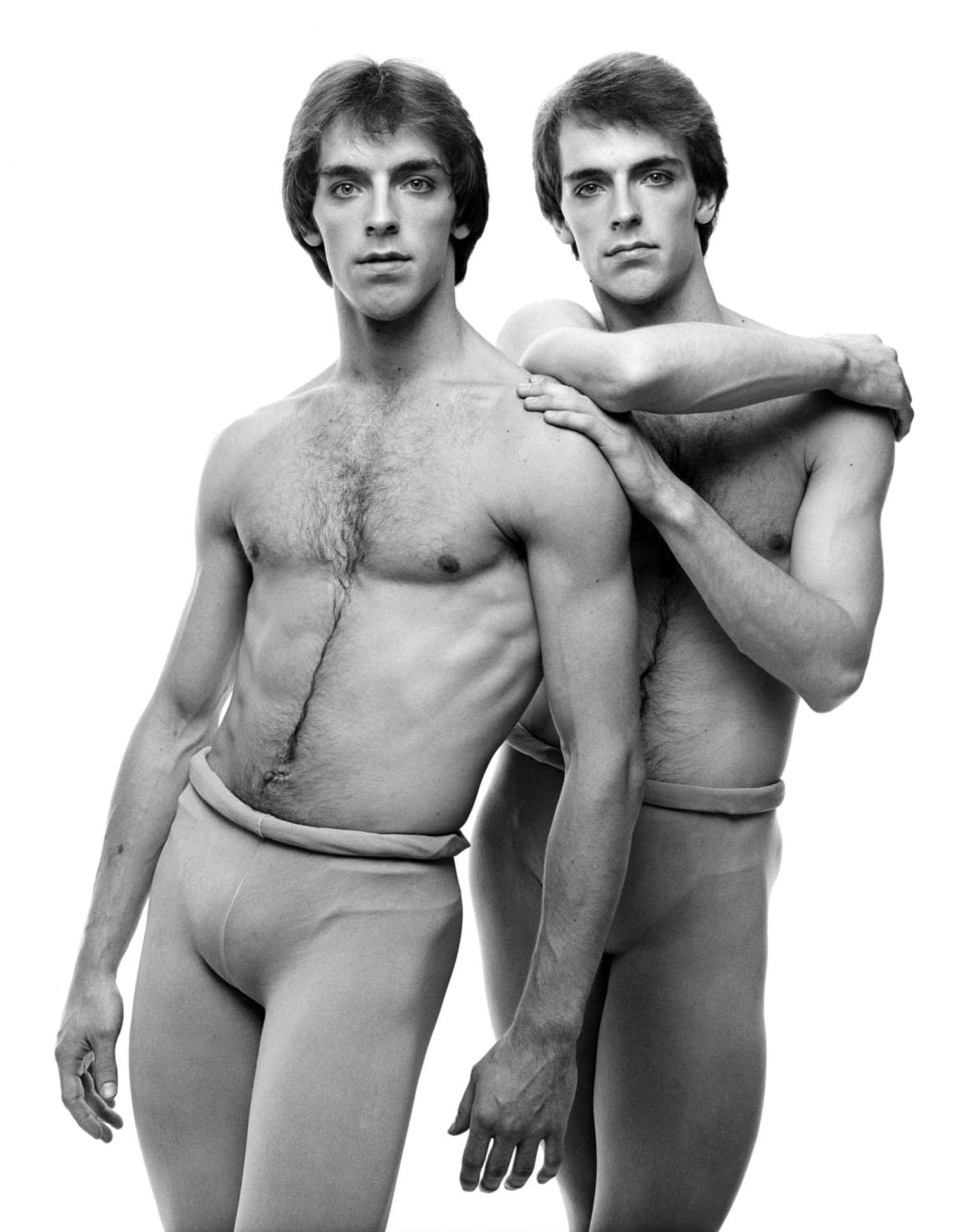 Jack Mitchell Black and White Photograph - NYCB dancers and twin brothers Peter & Paul Frame