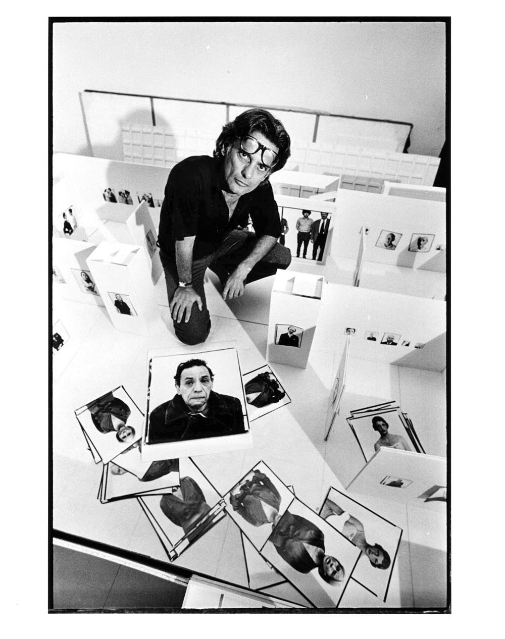 Jack Mitchell Black and White Photograph - Photographer Richard Avedon planning his exhibition at the Marlborough Gallery