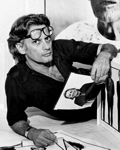 Photographer Richard Avedon planning his Marlborough Gallery exhibition, 1975.